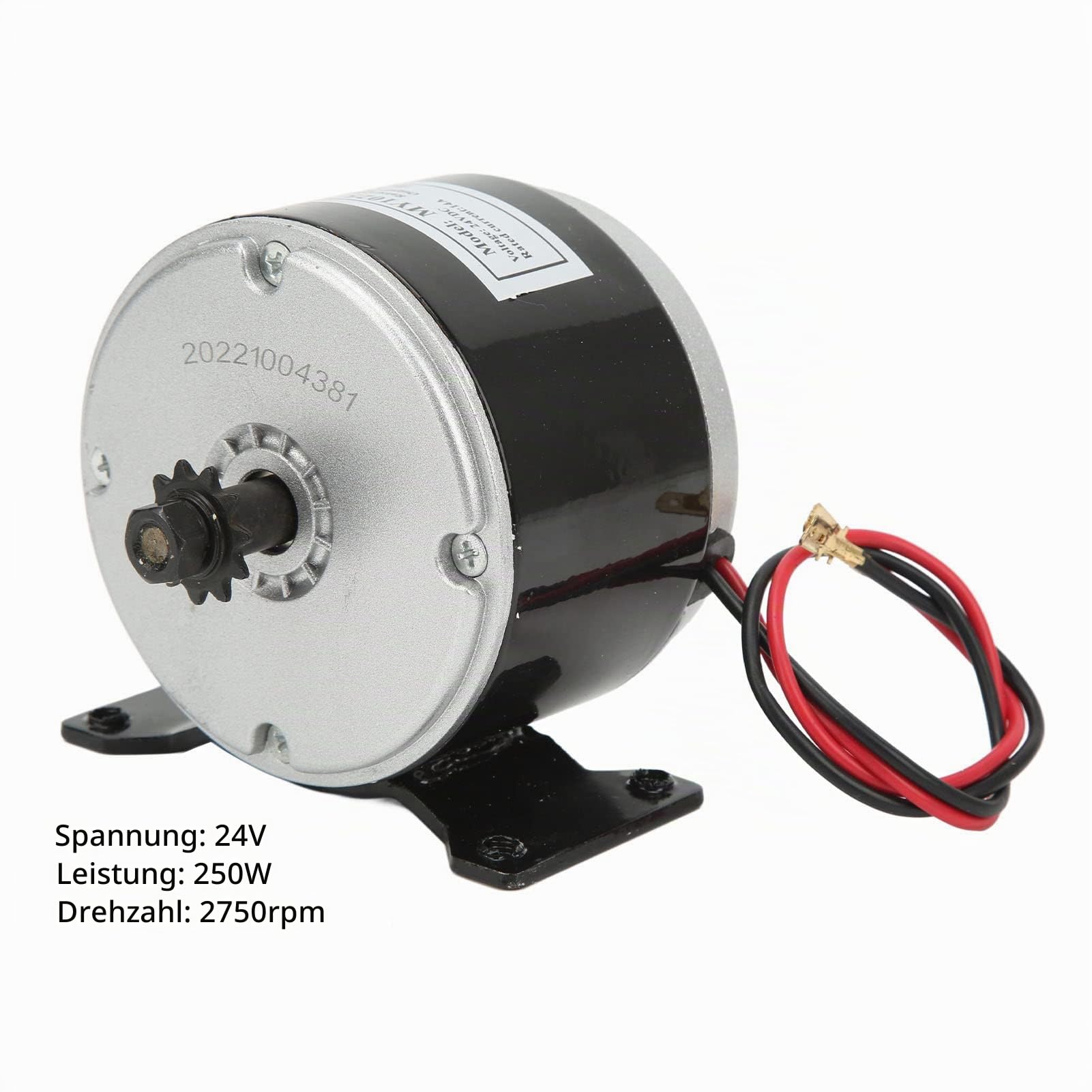 DC Getriebemotor, 24V 250W Gebürsteter Hochgeschwindigkeits Gleichstrommotor 2750U/Min Aluminium DC Elektromotor für Elektroroller Elektro Roller