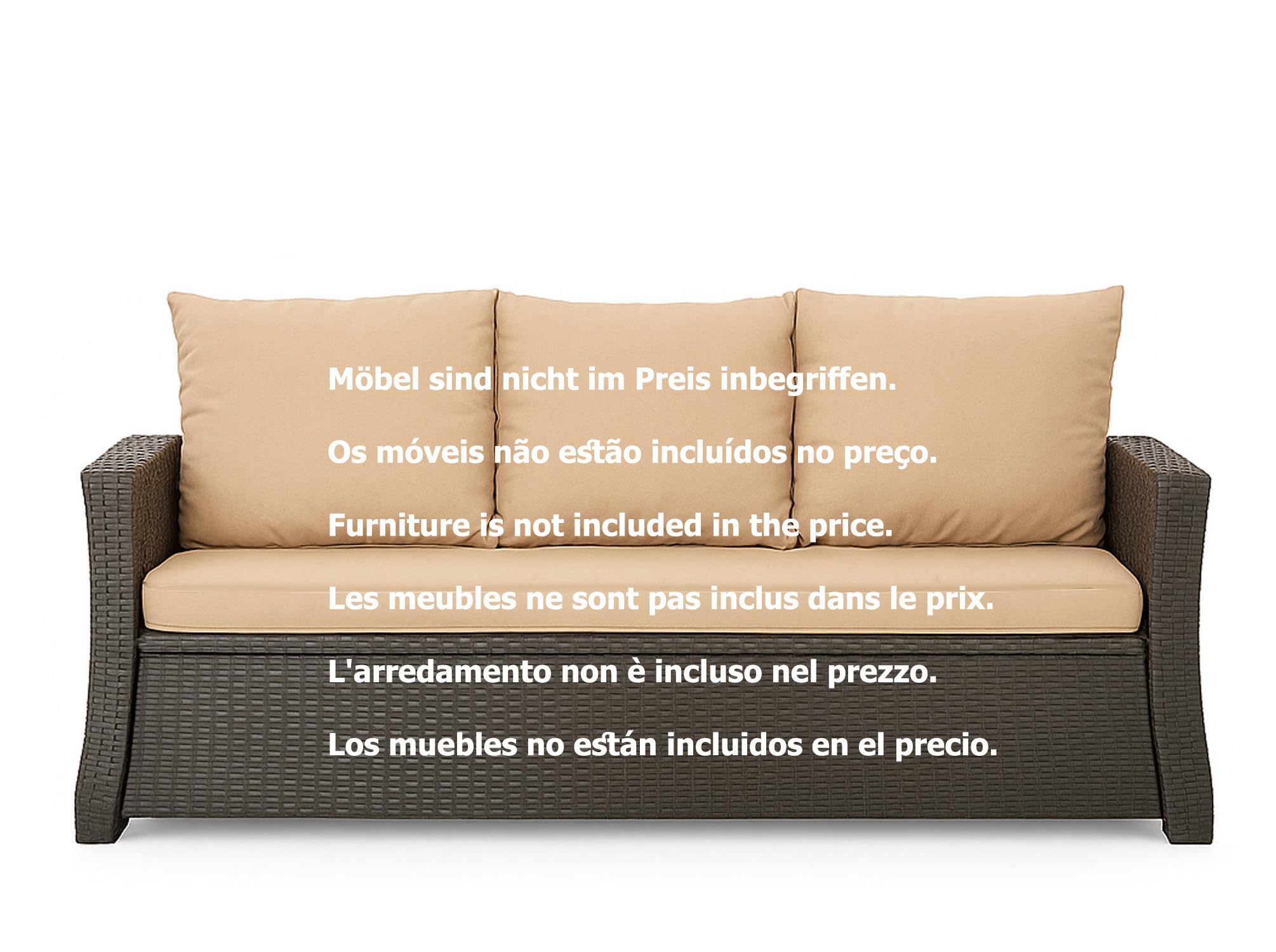 Cuscino per panchina da esterno per panca da giardino con imbottitura in polirattan - Cuscino per panca per dondolo in rattan (Beige, 110x60x50cm)