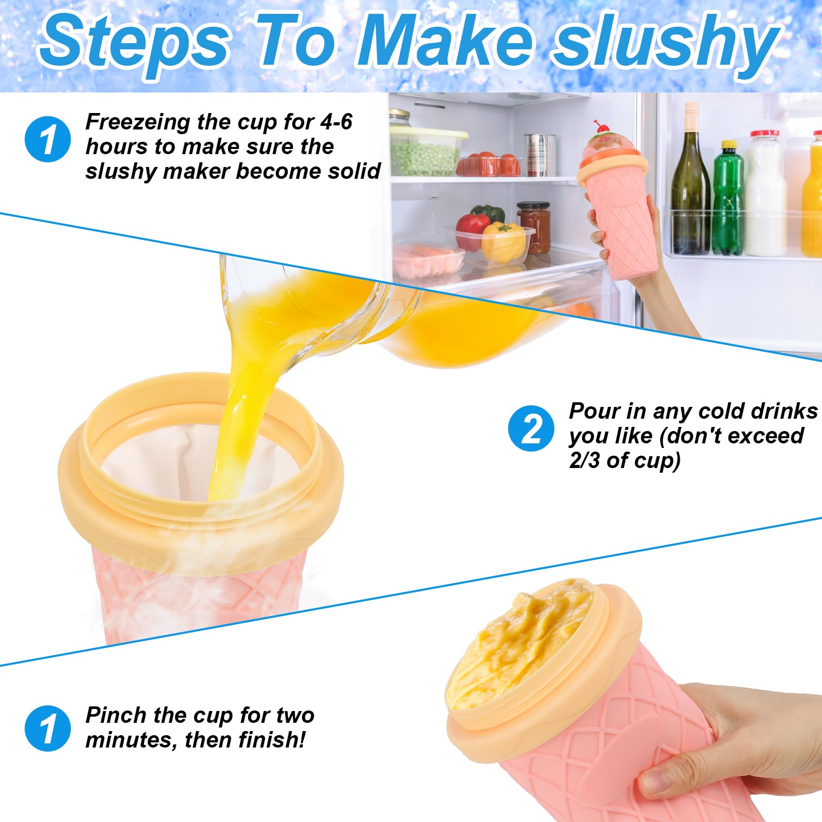 Slushy Maker, Glovios 330ML Slushymaker Mug di Silicone, Quick Frozen Slushy Cup, Slush Ice Maker per DIY Homemade Milk Shake Ice Cream, Rosa
