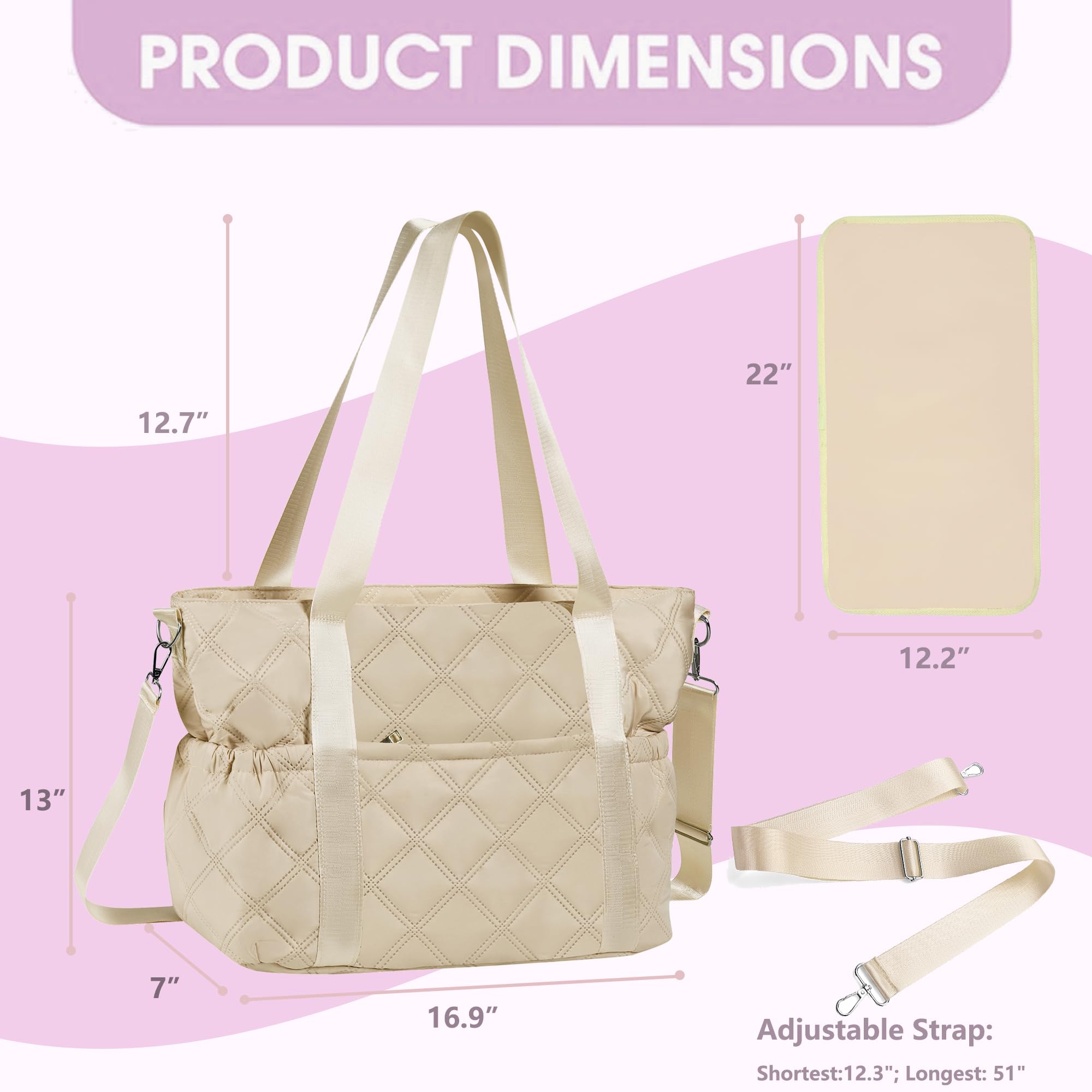 FCQQYWZ Bolso bandolera grande para pañales con cambiador, bolsa de almacenamiento para mamá