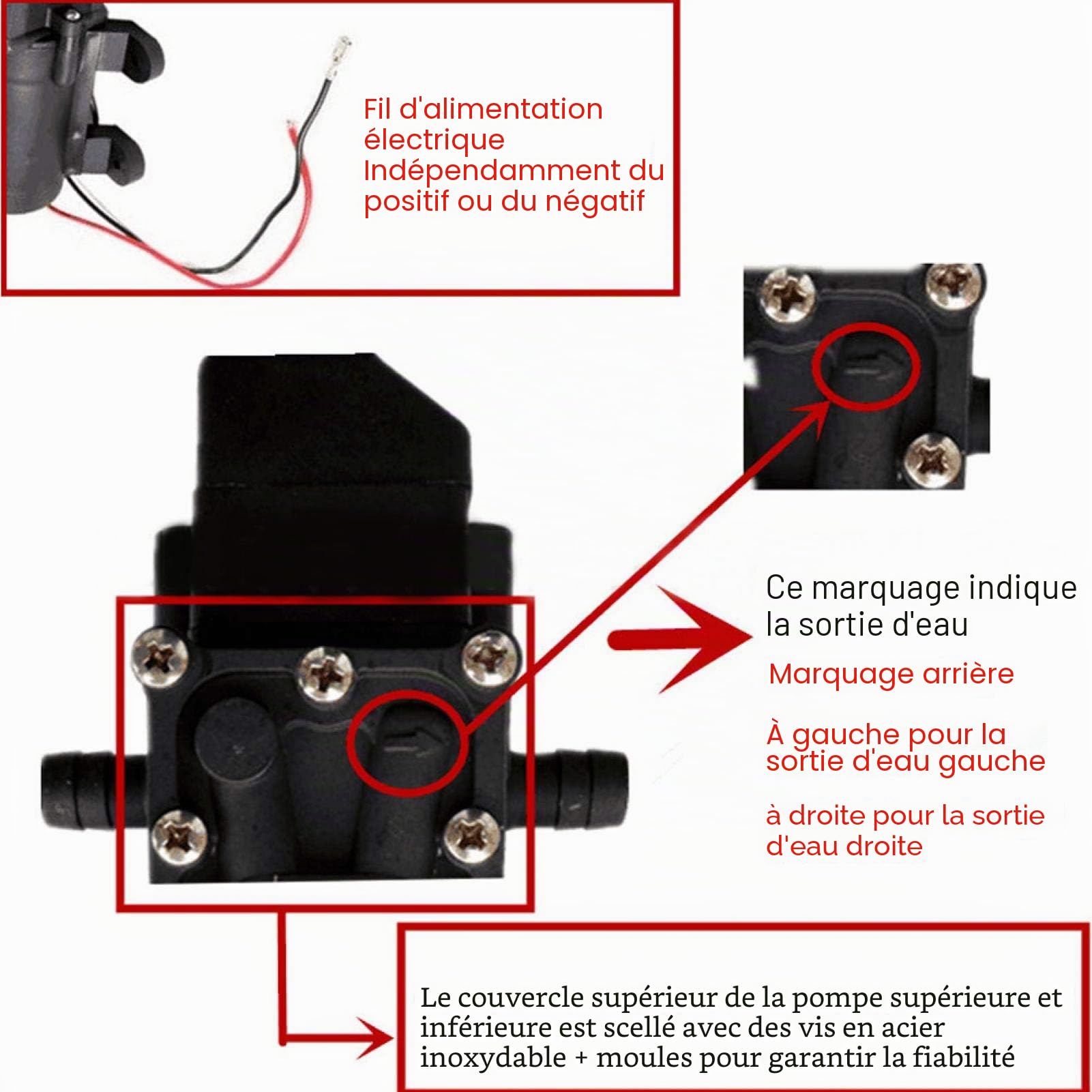 DC12V 18V pompe à diaphragme intelligente 1 2mpa sortie d'eau droite pompe à eau douce haute pression auto amorçante pompe de surpression automatique de douche(18V Motor)