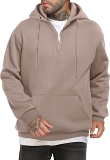 Men's Long Sleeve Hooded Sweatshirts 1/4 Zip Pullover Hoodies
