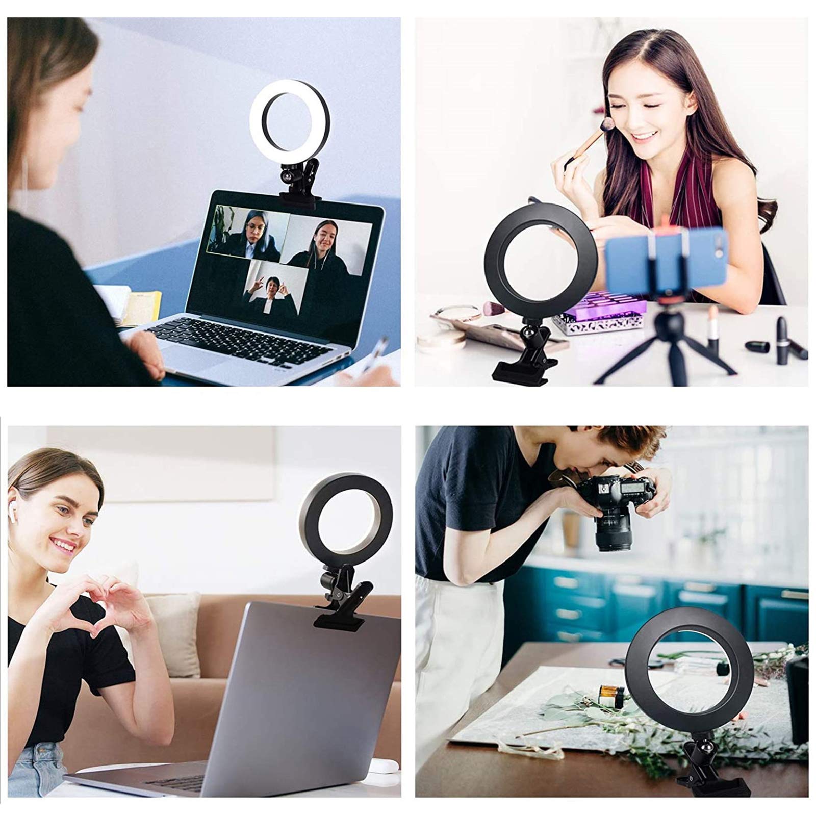 Luce ad Anello da 8" Luce per Selfie con Clip 3 Modalita` di Illuminazione Lampada Anulare Regolabile RGB Selfie Ring Light LED per Youtube,Trucco