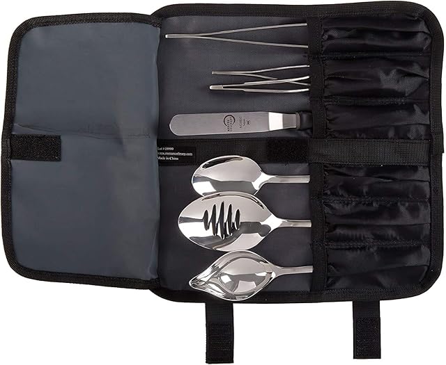 Mercer Culinary M35149 Professional Chef Plating Kit, 8 Piece, Stainless Steel, Black, Silver
