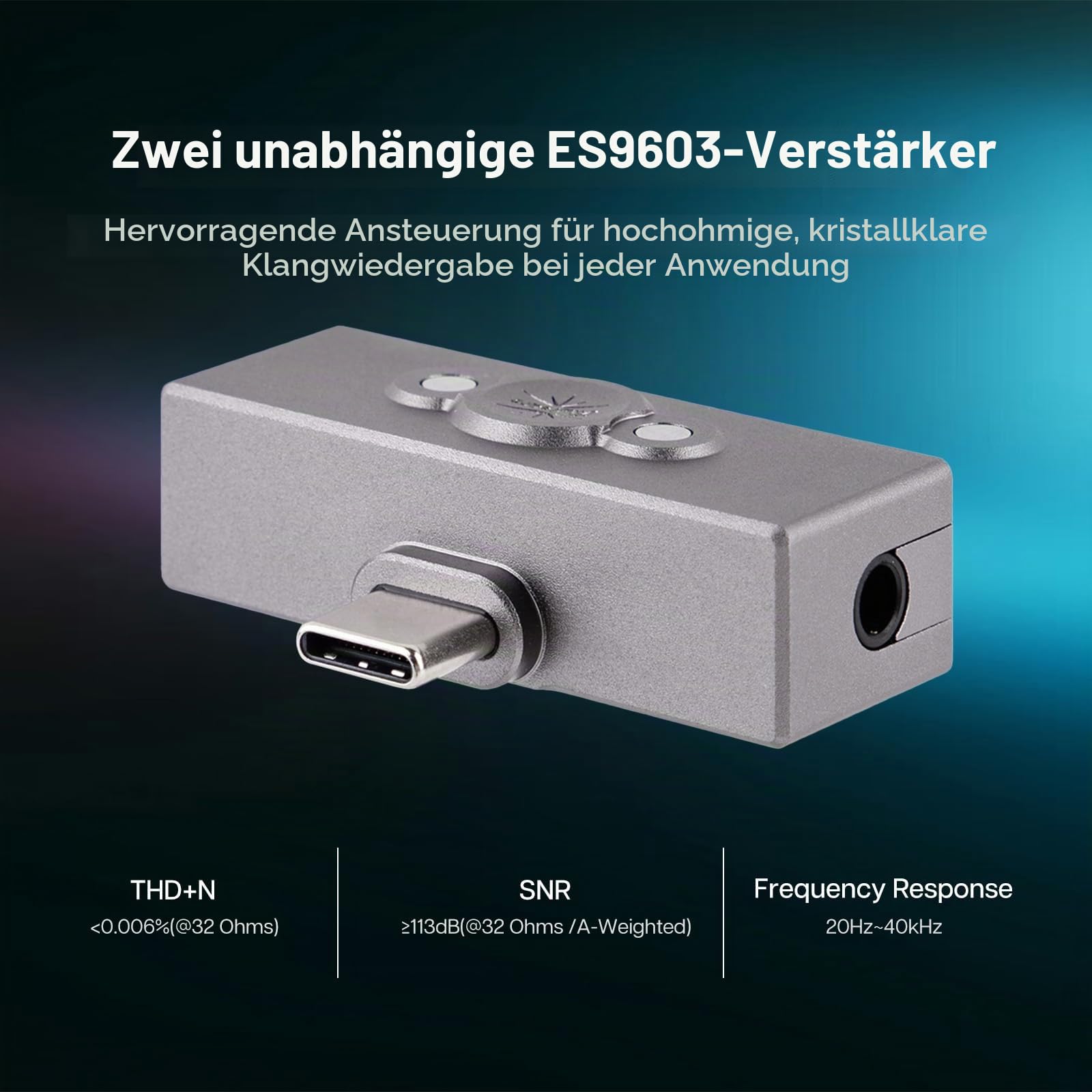 Linsoul Kiwi Ears Allegro Pro Aufgerüsteter IEM-Kopfhörer-DAC/AMP, USB C zu 3,5/4,4mm Ausgang Unterstützt PCM bis zu 32bit/384kHz DSD128/DSD64, Zwei ES9603-Verstärker für Smartphones/PC/Laptops