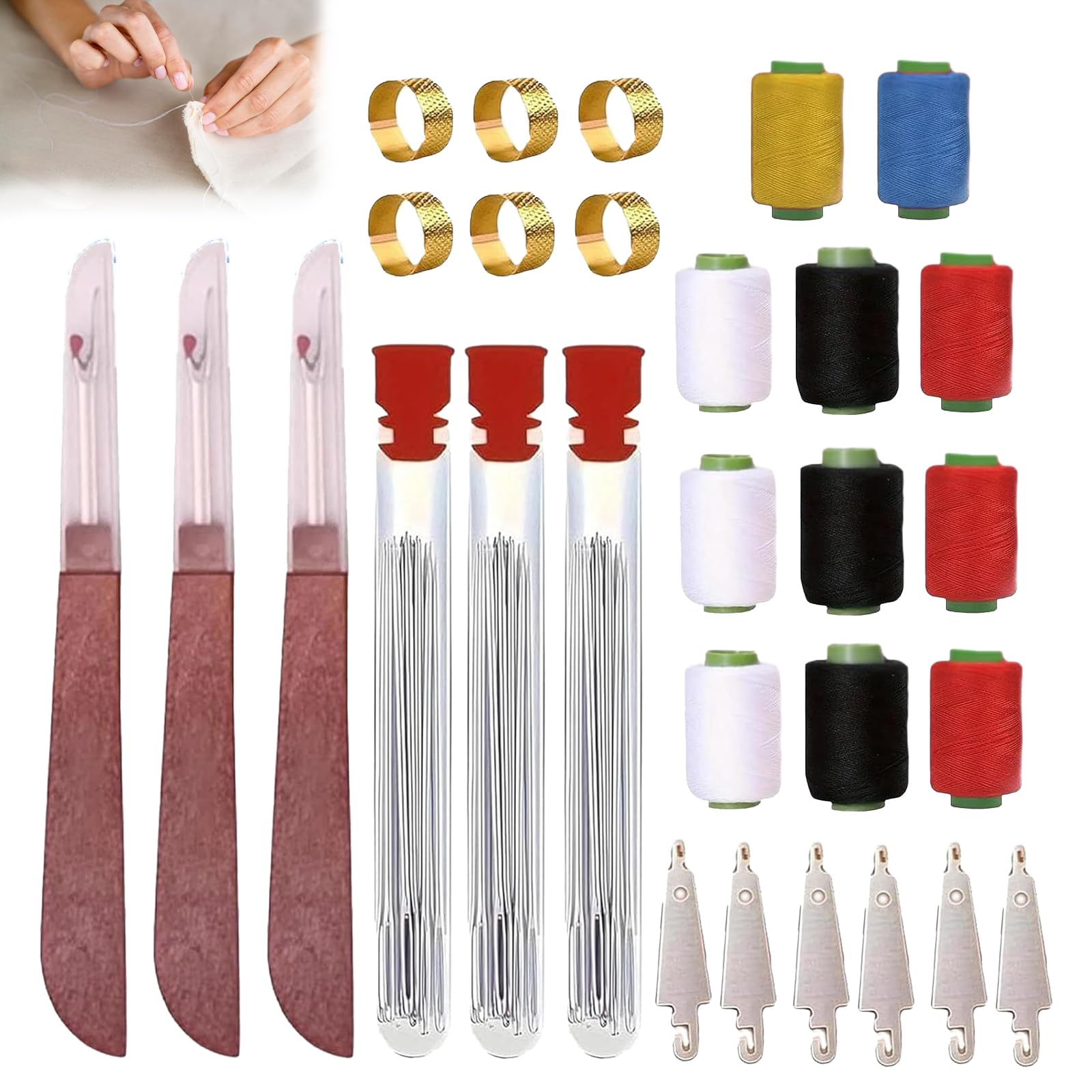 Meunhy Multicolored 107 Pcs Sewing Tool Set, Stainless Steel Sewing Needle Kit With Needle Case, Threaders, Thimbles, Threads, Seam Rippers, Diy Needles And Thread Kit For Craft And Sew Ing