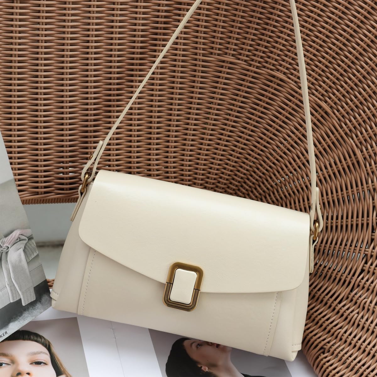 Genuine Leather Crossbody Bag for Women, Cowhide Leather Shoulder Purse for Daily Commute, Travel and Casual Use