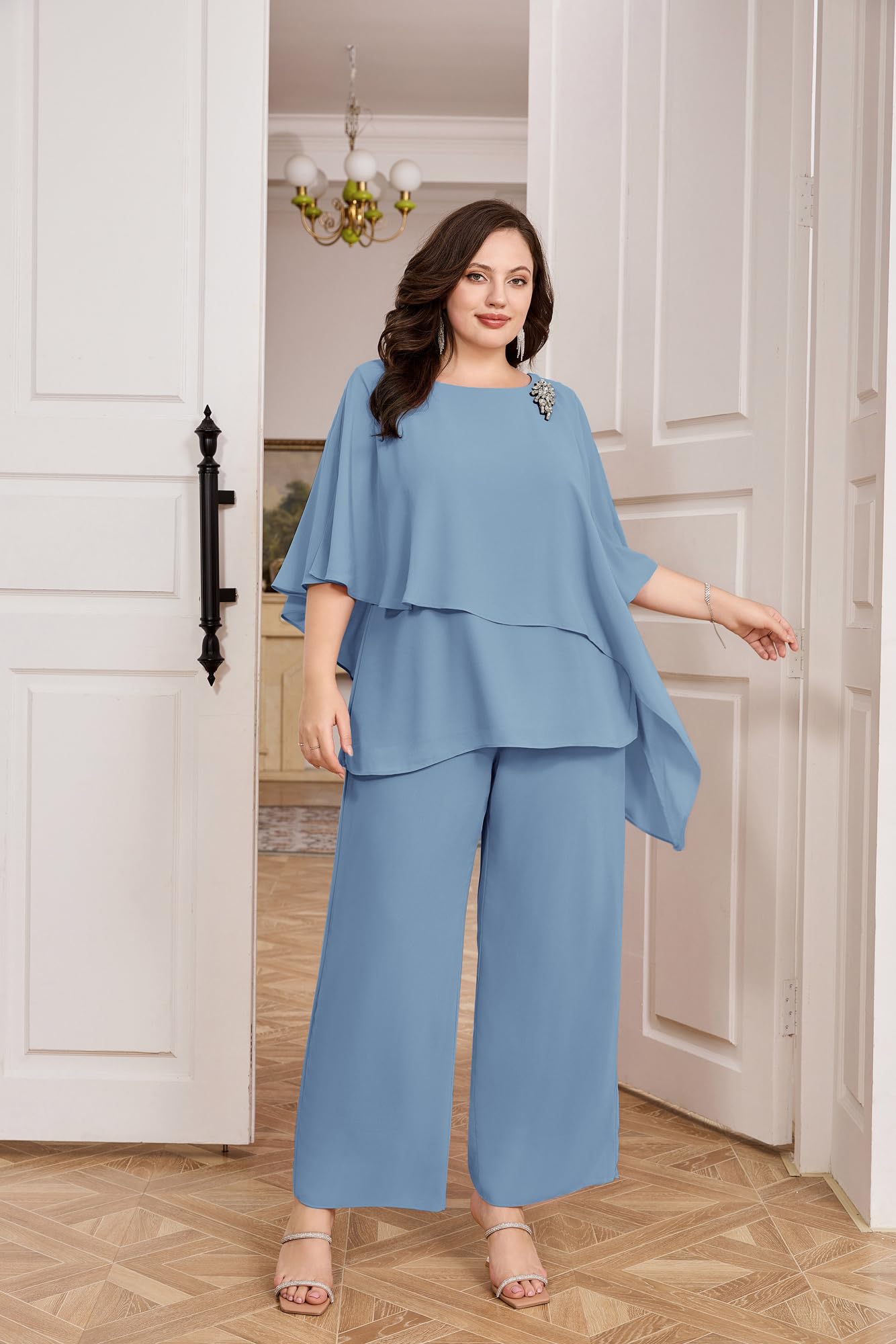 Hanna Nikole Femme Grande Taille Ensemble 2 Pièces Pantalons Costume De Soirée Cocktail Chemise Et Taille Haute Costume