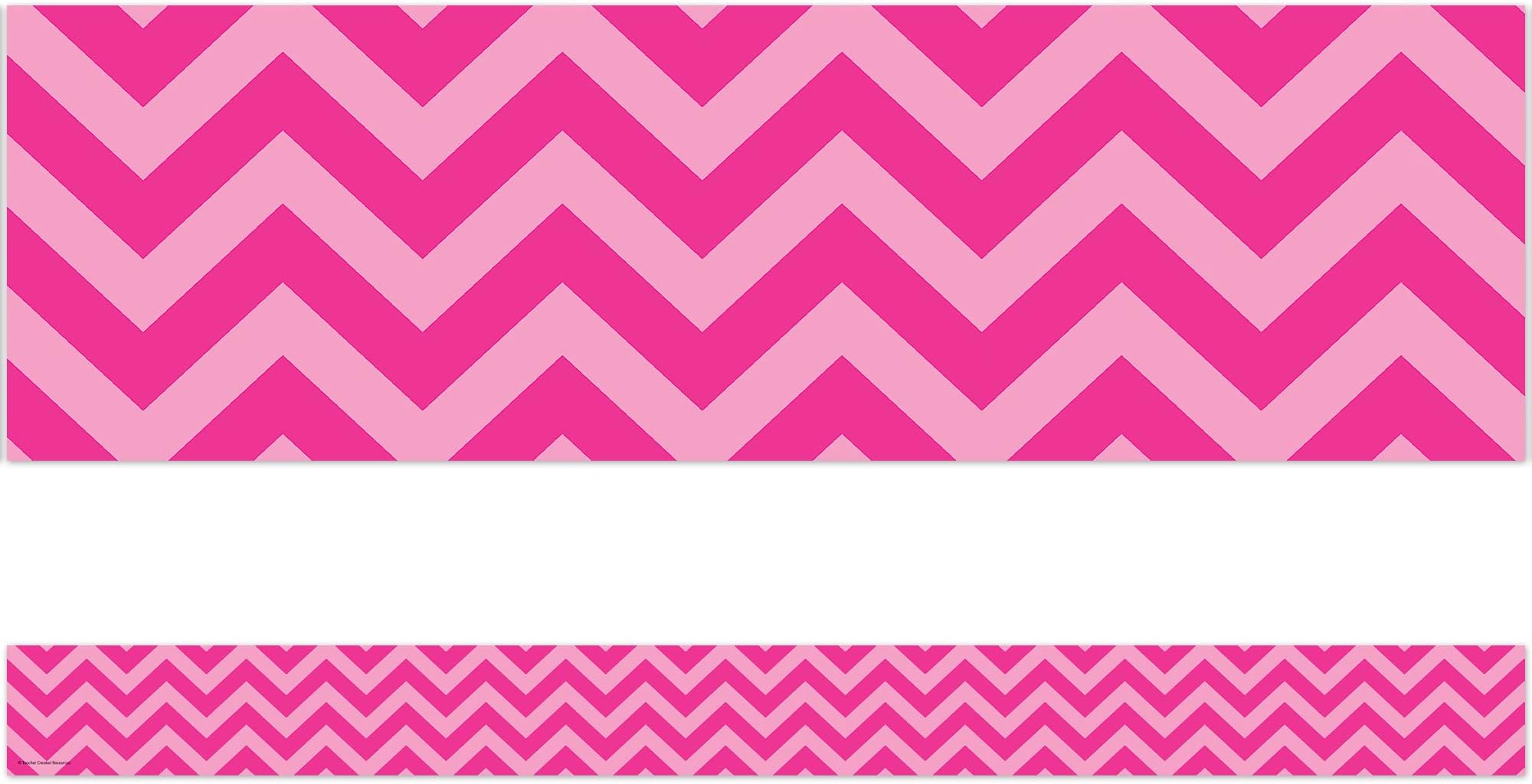 Teacher Created Resources 5541 Hot Pink Chevron Straight Border Trim