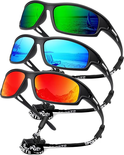 NSSIW Lunettes de soleil polarisées - Hommes Sports Hommes - Lunettes de Soleil : Lunettes de lumière Femmes polarisée UV400 Protection pour la pêche Golf en course