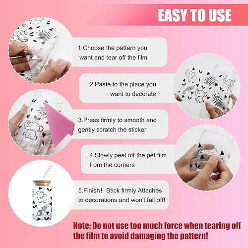 Miniatura 6 de 12 hojas de transferencia de vasos UV DTF para vidrio, película transparente UV DTF, calcomanías de transferencia de vasos, calcomanías impermeables