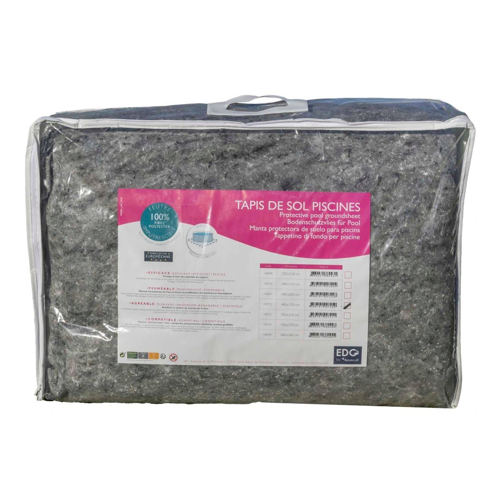 Tapis De Sol Piscine Hors Sol - 550 x 510 cm – 110 g/m² - Feutrine Piscine - Protection Liner - EDG