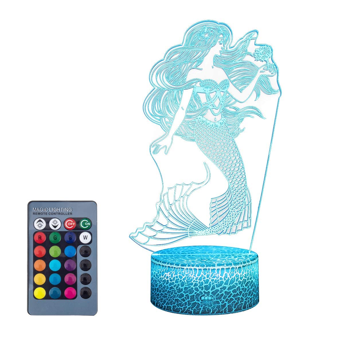 althiqahkey Mermaid Toys Night Light with Remote & Smart Touch 3D Lights 16 Colors Changeable Dimmable Mermaid Gifts Year Old Girl Gifts?