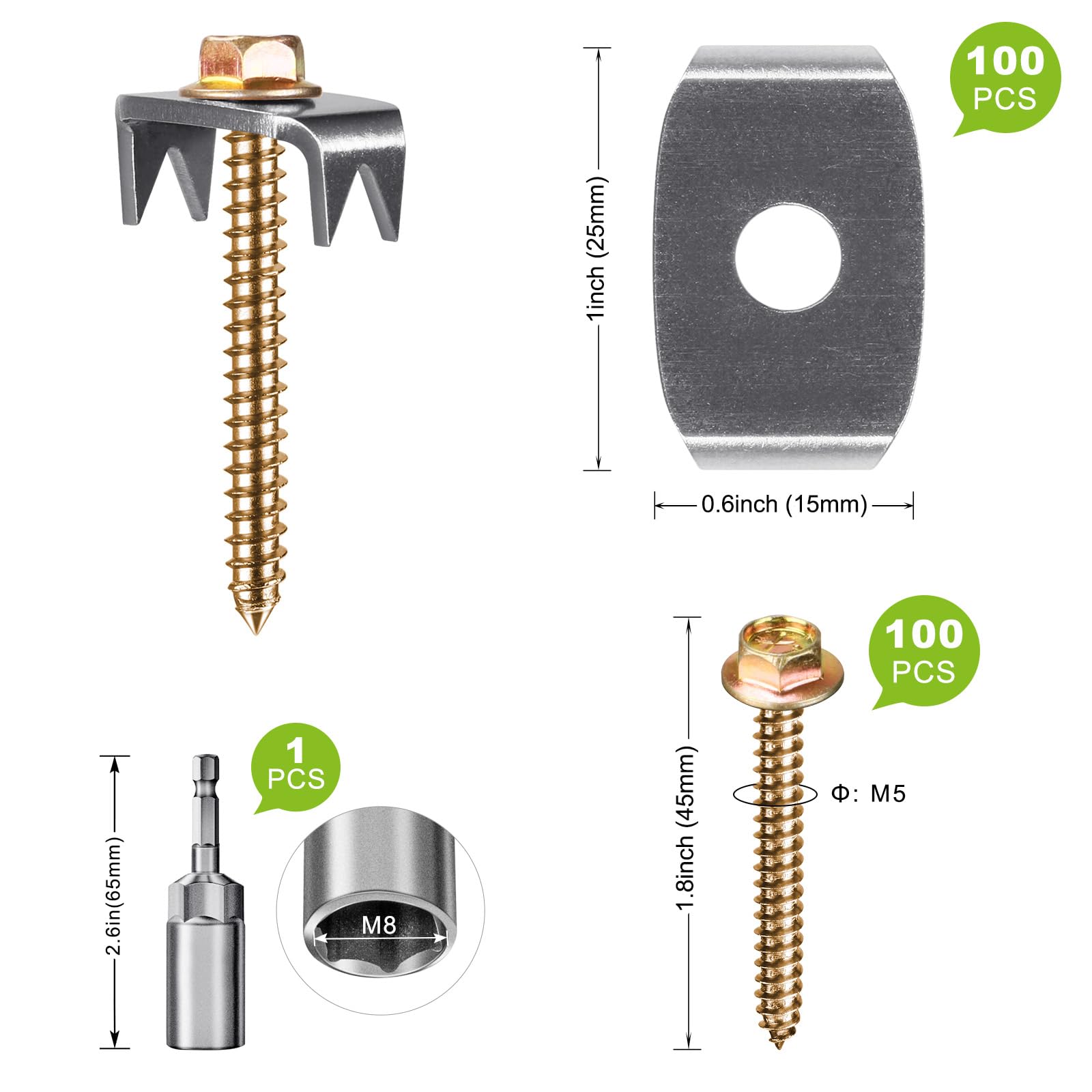 Insaga Grapas reutilizables para vallas, 100 piezas de sujetadores para valla de alambre, clavos de valla con fijador de alambre para maderas blandas, grapas de valla de alambre para rejilla de metal