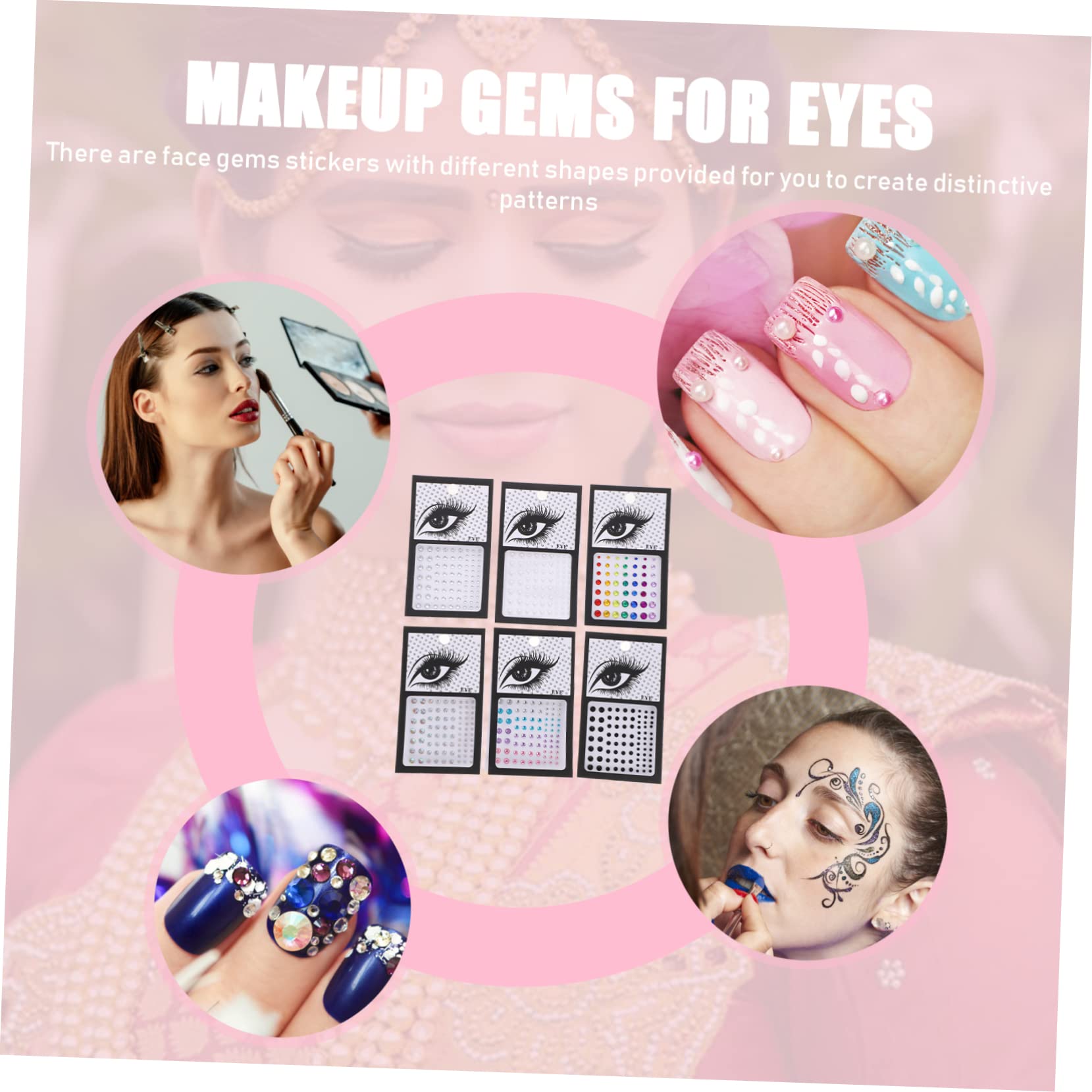 Beavorty 24fogli Adesivi Per Viso Brillantini Acrilico Shiny Di Gemme Per Trucco Vari Colori Impermeabili e Facili Da Applicare Per Feste Matrimonio e Carnevale