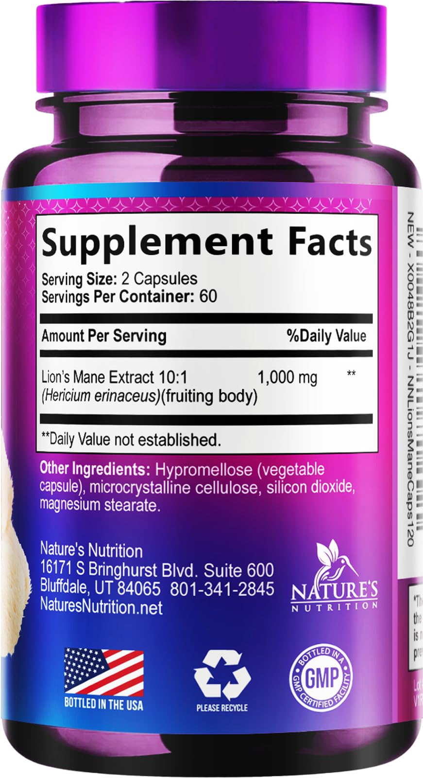 Lion's Mane Mushroom Supplement - Extra Strength Lions Mane Extract - Natural Memory & Focus Support - Brain & Immune Health Support - Vegan LionsMane Mushroom Powder - Bottled in USA - 120 Capsules — Amazon image 9