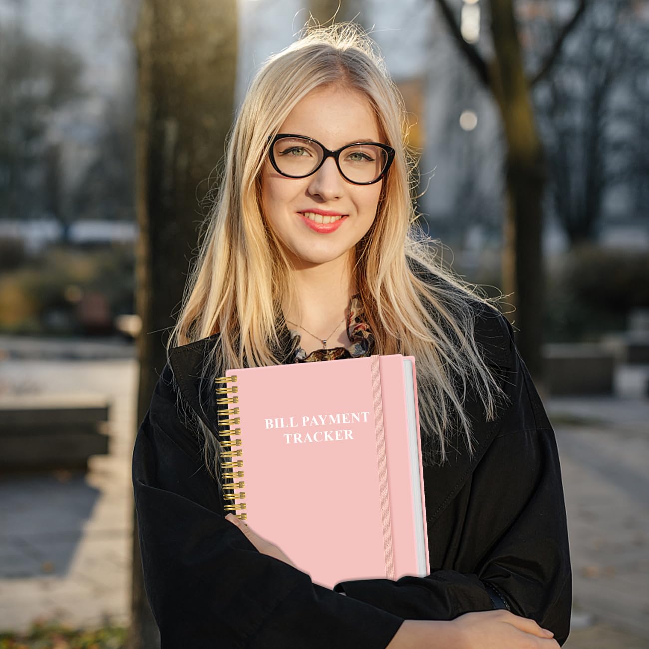 Lista kontrolna płatności rachunków – miesięczny organizer i planer do osobistego budżetowania, finansów, notatnik, 14,7 x 21,6 cm, różowy-A