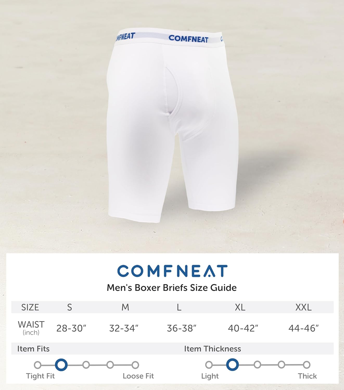 Comfneat Men's 9" Long Leg Cotton Boxer Briefs Stretchy Comfy Underwear 4-Pack - Image 6