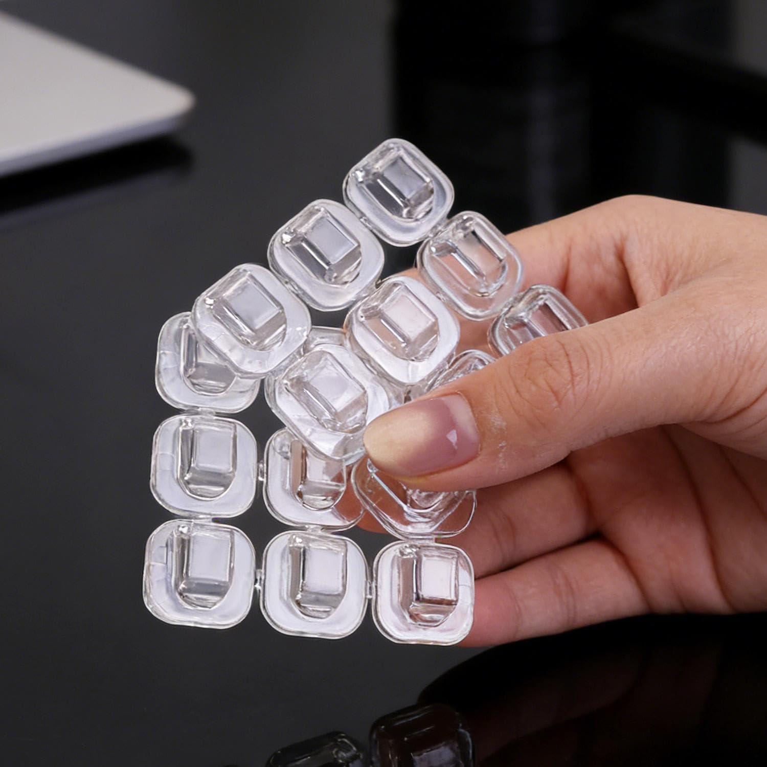 36Pcs/4Sheets Cable Clips Adhesive Cord Clips for Wires on Wall Cable Management Wire Organization for TV, PC, Laptop Ethernet Cables at Desktops (Clear, 1.6x1.6cm)