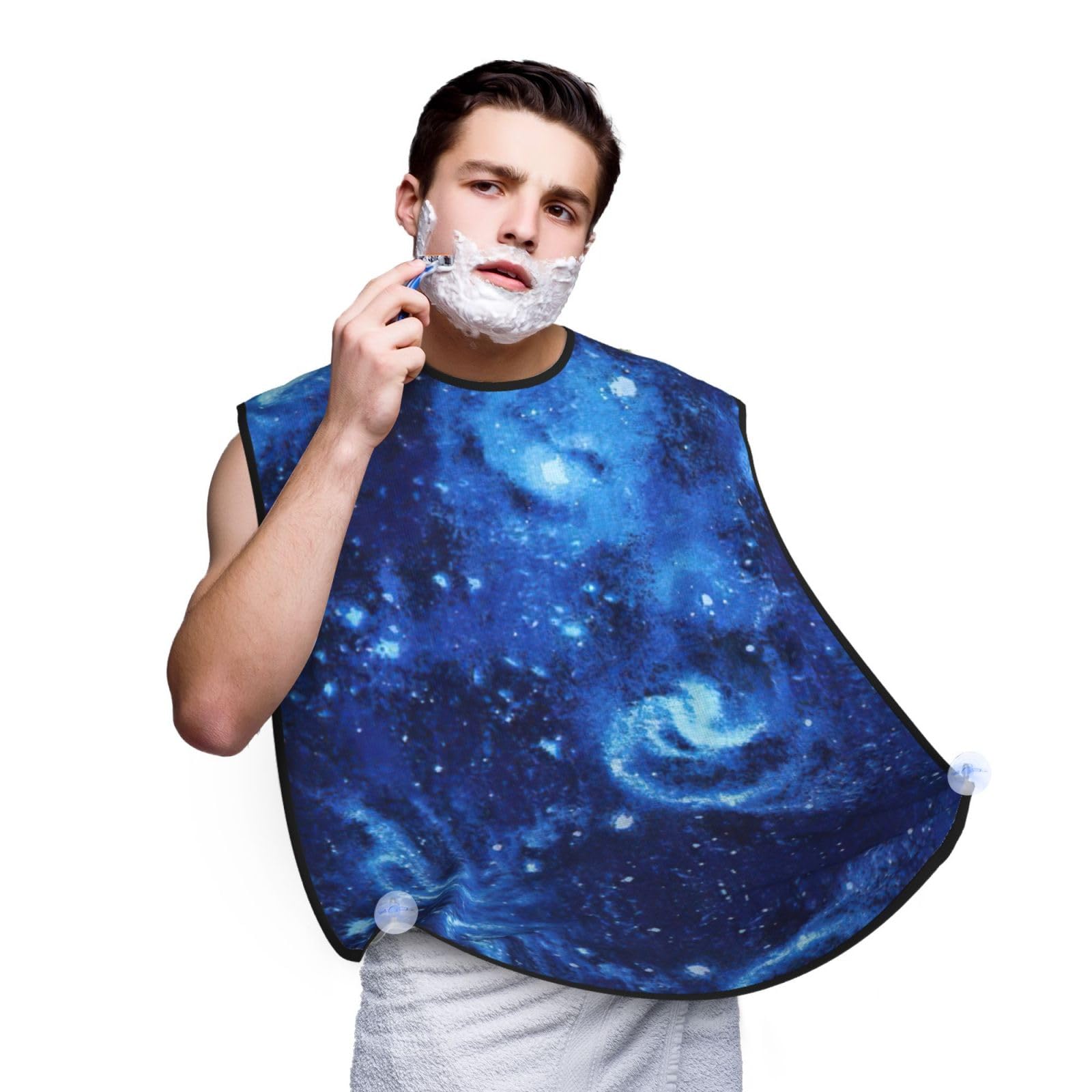 YQxwJL Blue Universe Space Galaxy Print Beard Bib Apron, Shaving Apron For Dad, Men'S Hair Catcher For Shaving Best Gifts For Dad