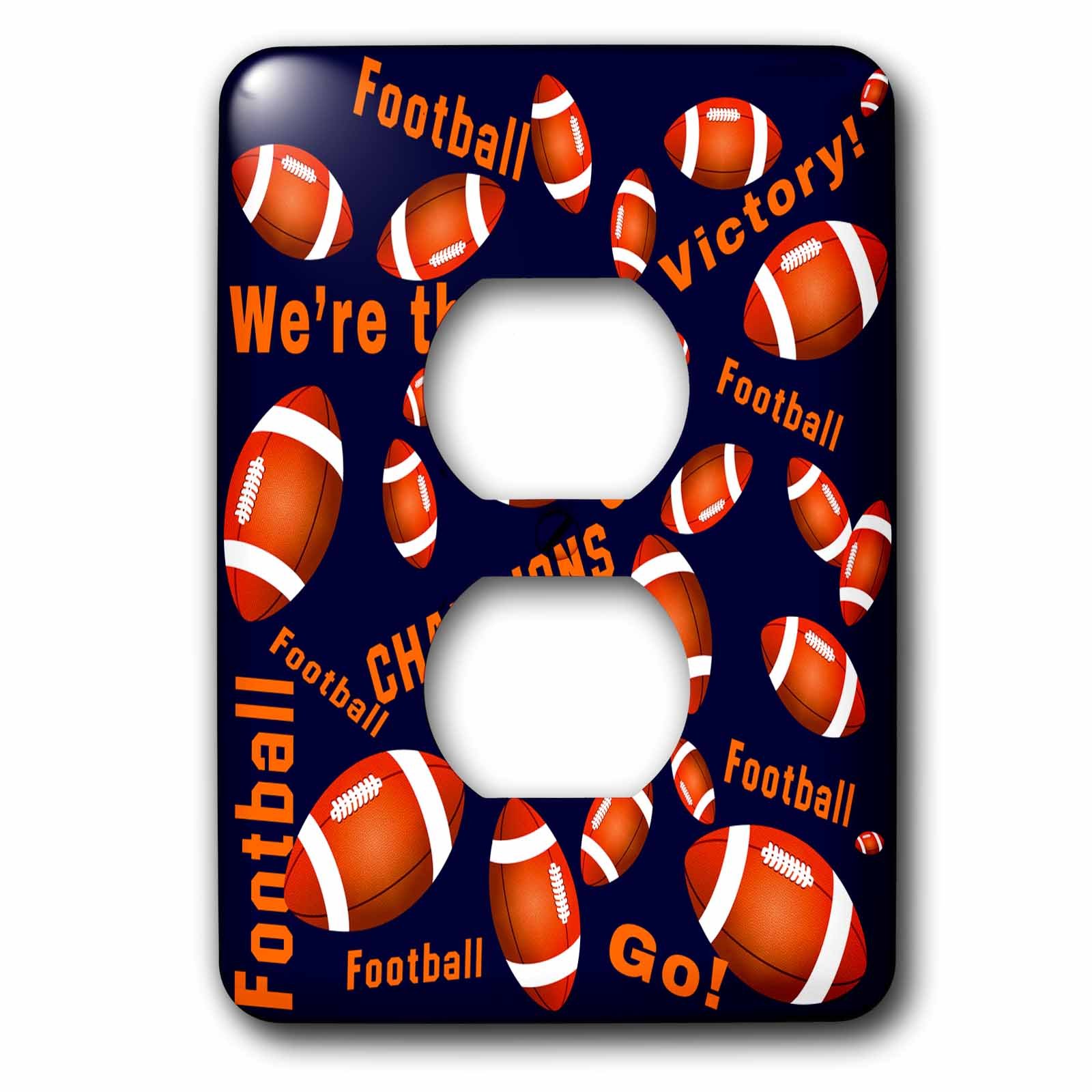 Plaque de prise ballon de football américain orange sur bleu marine 3dRose lsp_271858_6