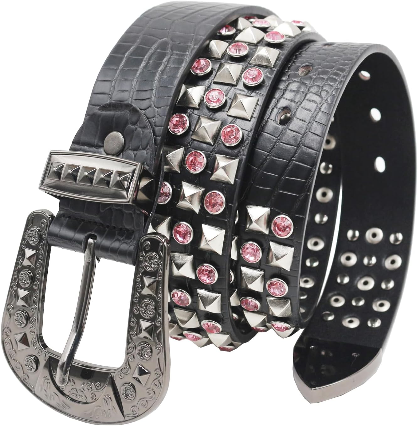 Rhinestone Studded Belt for Men Women Western Cowboy Y2k Punk Belt