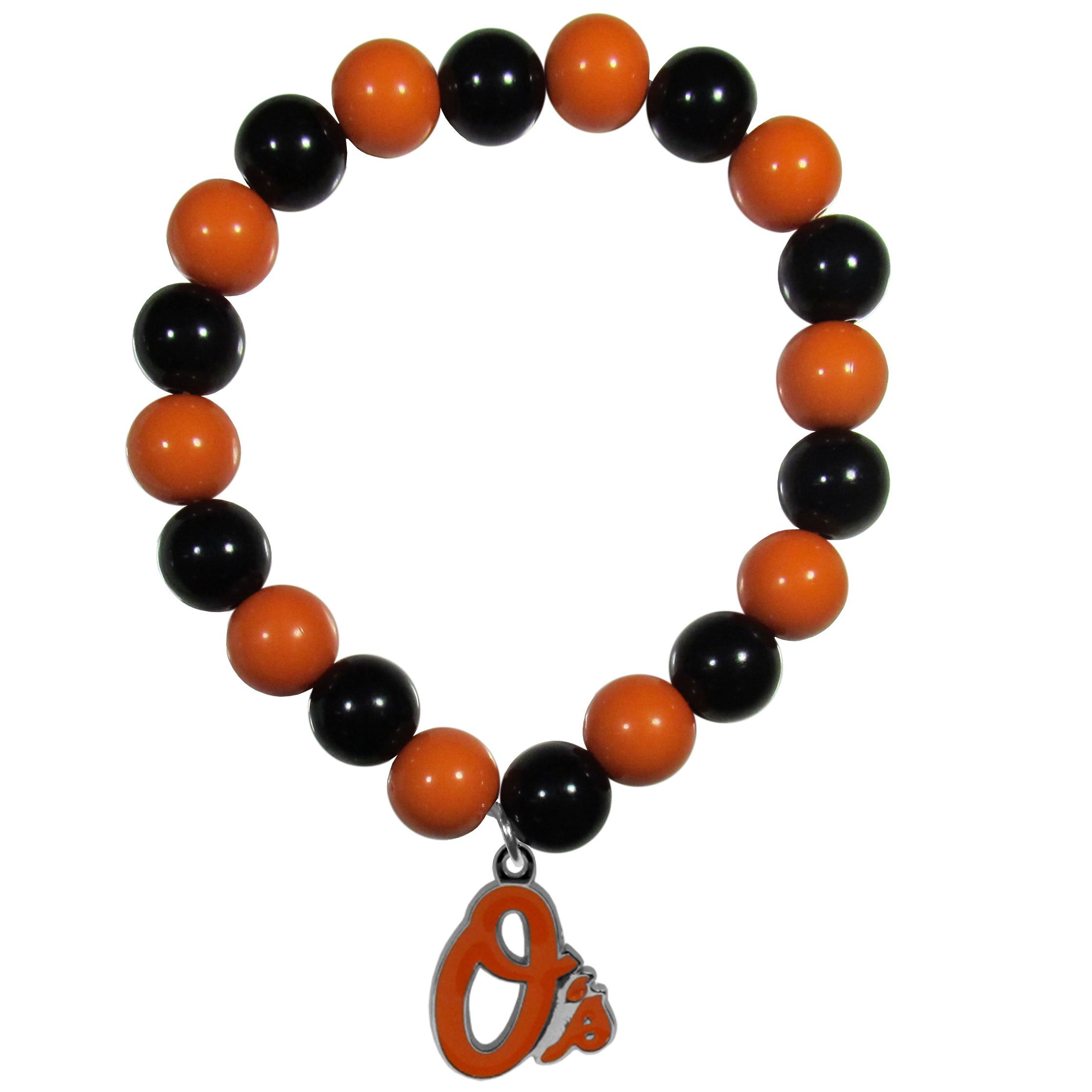 MLB Baltimore Orioles Womens Bracelet Bead Style, Team Colors, One Size