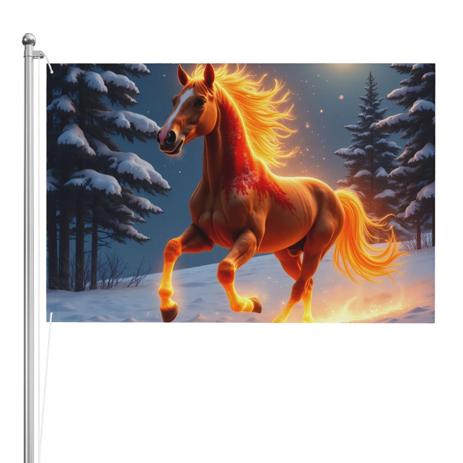 Drapeau extérieur cheval de pompier pour décorer votre jardin et terrasse