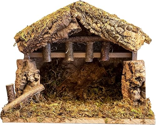 Village Nativity - Juego de madera estable para Navidad, 10 x 5 x 8 pulgadas, fabricado en Italia