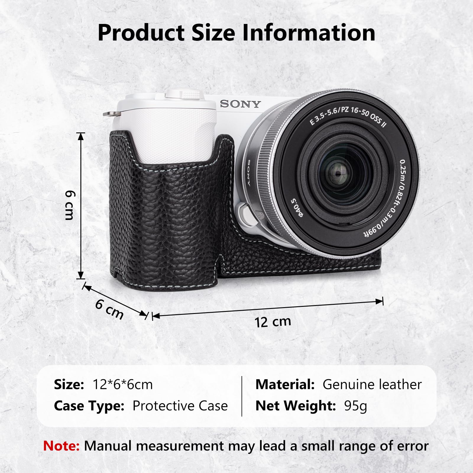 MUZIRI KINOKOO Kameratasche Für Sony ZV-E10 II – Retro Leder, Halbschutzhülle, Schwarz