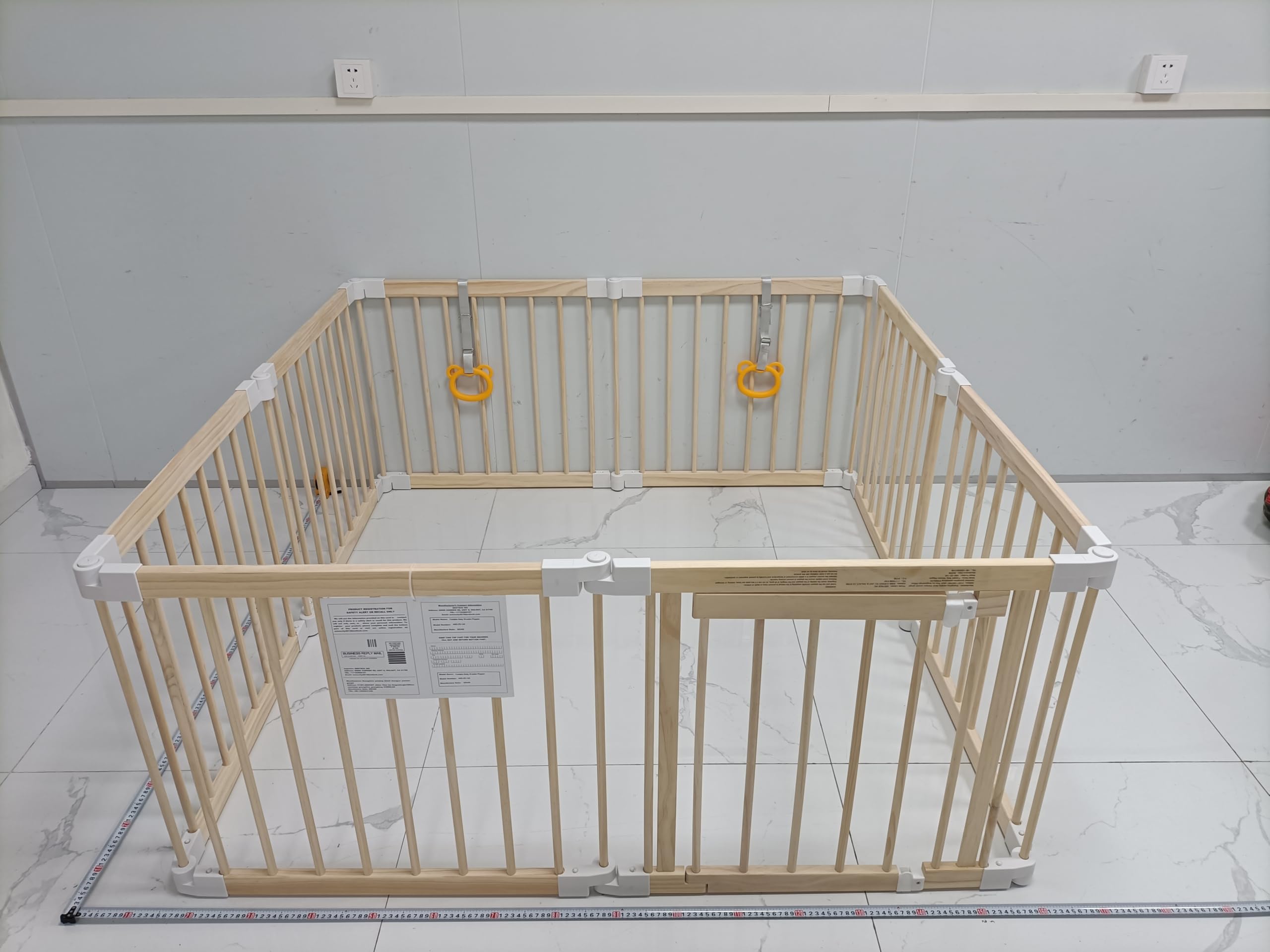 OMZER 64X64 in Wooden PlaypenExtra Large Baby Playpen for Babies