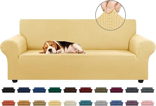 Miniatura 43 de KEKUOU - Funda elástica para sofá de 3 plazas (de 79 a 94 pulgadas), protector de muebles de 3 asientos con parte inferior elástica para niños o
