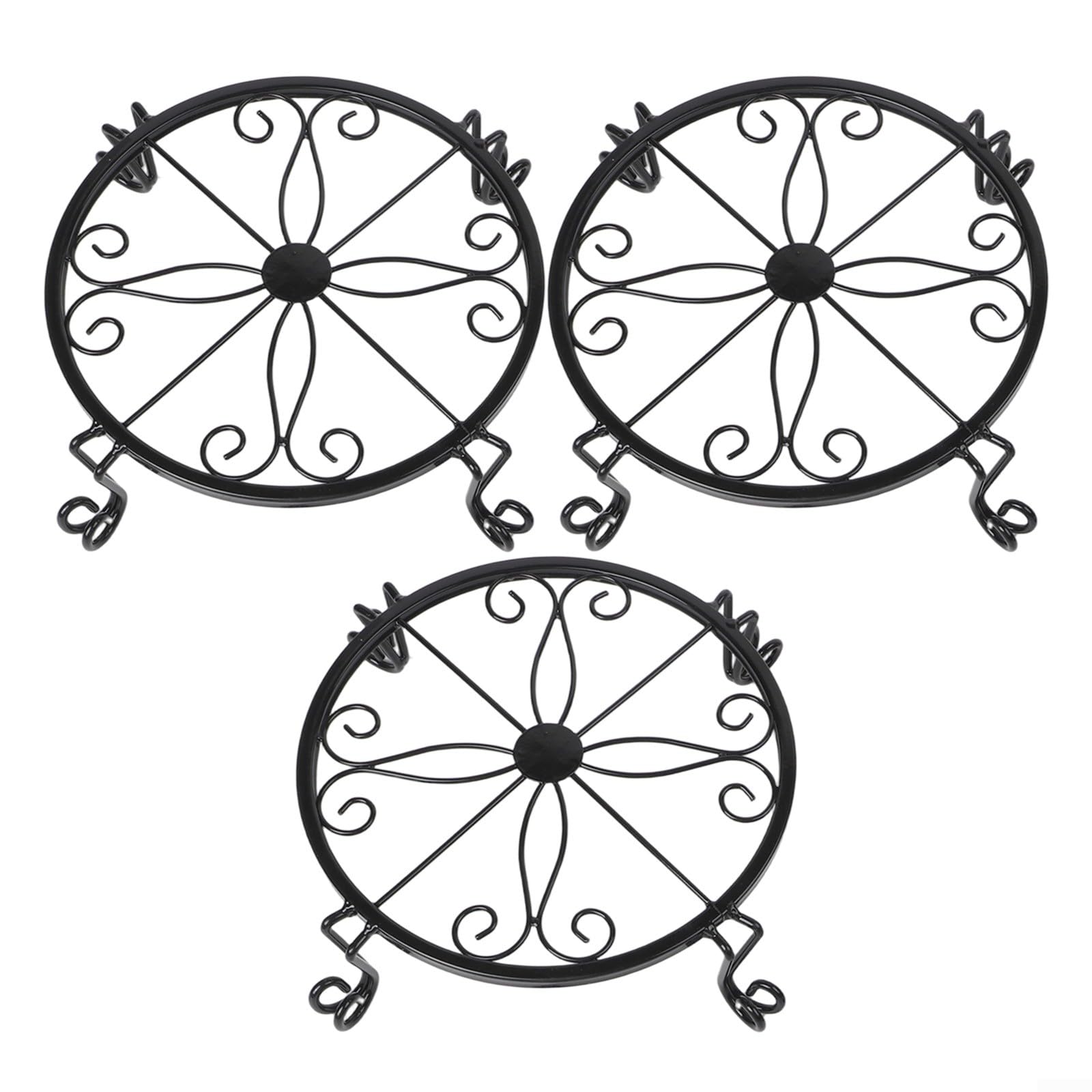 Set Of 3 Iron Plant Stand For Heavy Duty Pot Holder Wrought Iron Shelf With Rust Resistant Finish And Stable Legs European Style For Indoor Or Garden Patio Display Decorative(A)