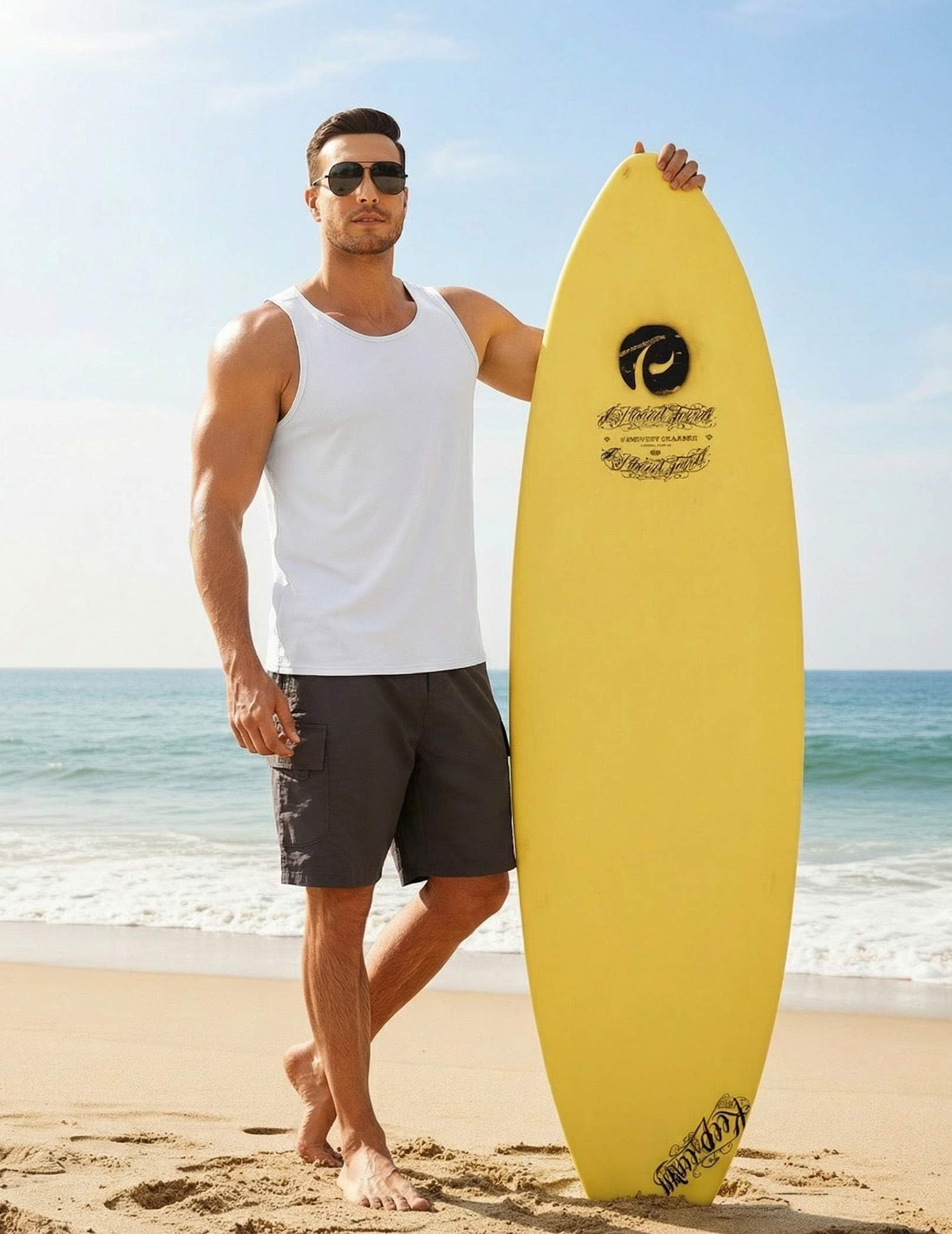 PINSPARK Camiseta Sin Mangas para Hombre Deportiva Transpirable Protección Solar UV UPF 50+ Secado Rápido para Gimnasio Running Uso Casual Y Alto Rendimiento Verano
