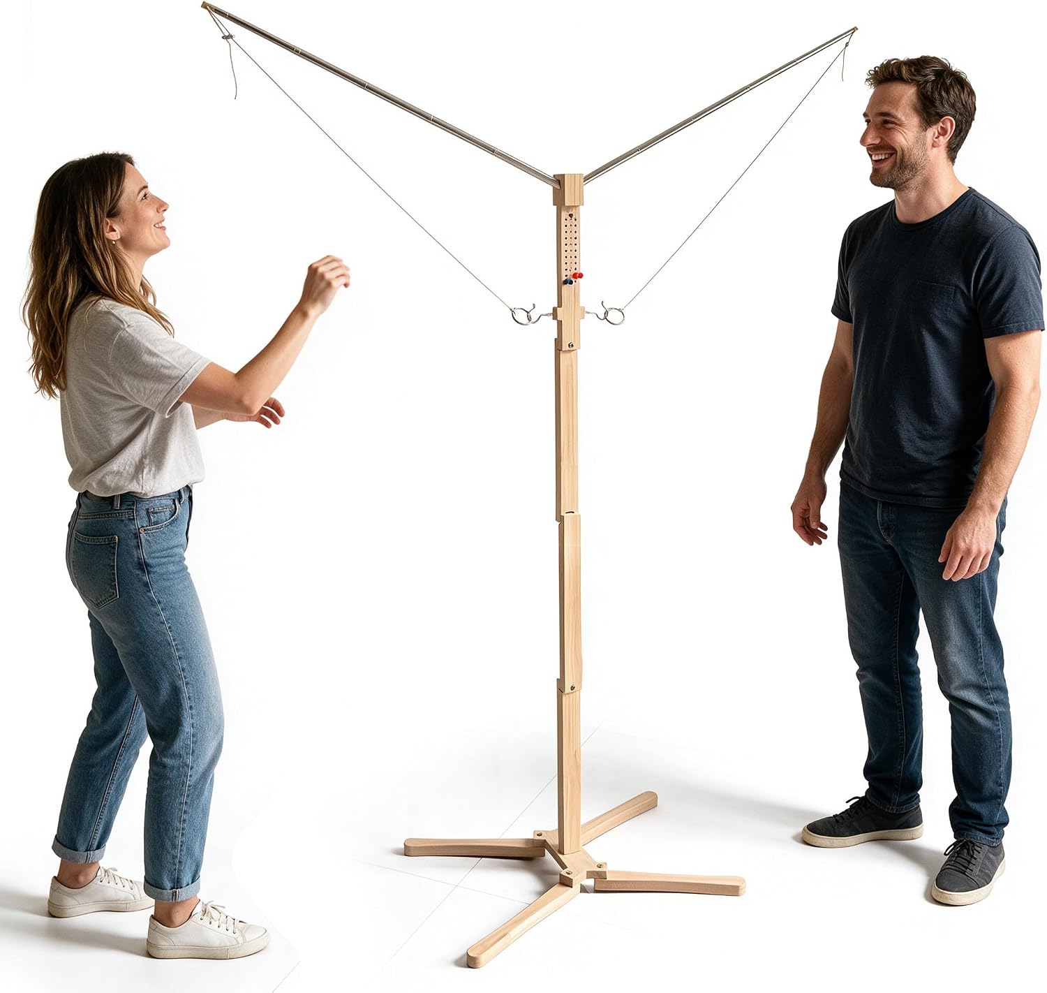 Giant Hook and Ring Game, Movable Indoor Outdoor 2-Player Battle Toss Game
