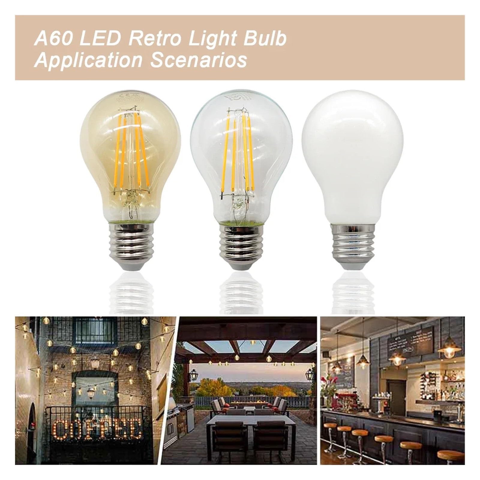 Bombilla LED de filamento superbrillante, 6 unidades, 9 W, E27, estilo retro Edison, dorada, de cristal transparente, 220 V, 120 V, vintage, B22, E14, LED GU10, foco de iluminación (6 unidades, dorad