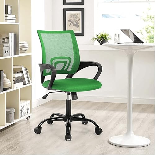 Silla de oficina en casa, silla de escritorio de malla, silla ergonómica para computadora con soporte lumbar y reposabrazos, sillas de oficina