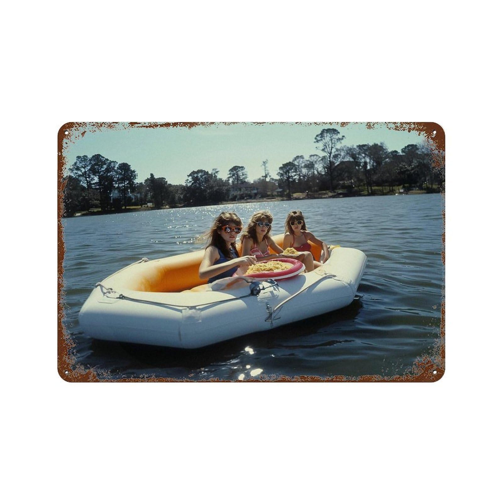 xiaoxiaoshen Picnic on Lake, Photography Prints2 Wall Decor Art Metal Tin Poster Modern Home Decor Art Home Bar Shop Decorations Vintage Sign 20x30cm