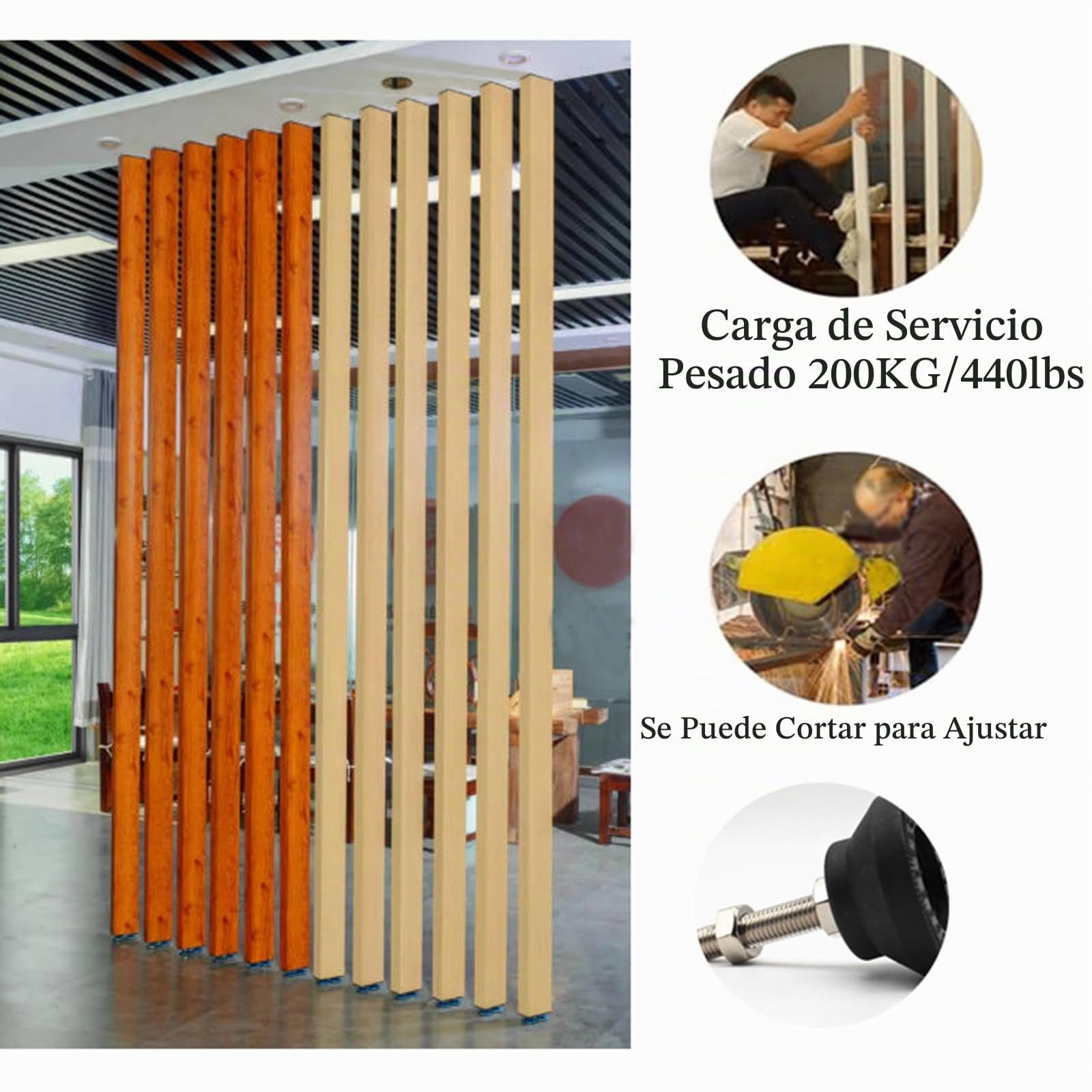 Divisor de ambientes de Techo a Piso，Separador de ambientes con Listones metálicos, Columna de Rejilla Decorativa de Piso a Techo, for oficinas, escaleras y lofts(4 Root,140cm/55.1in/4.59ft)