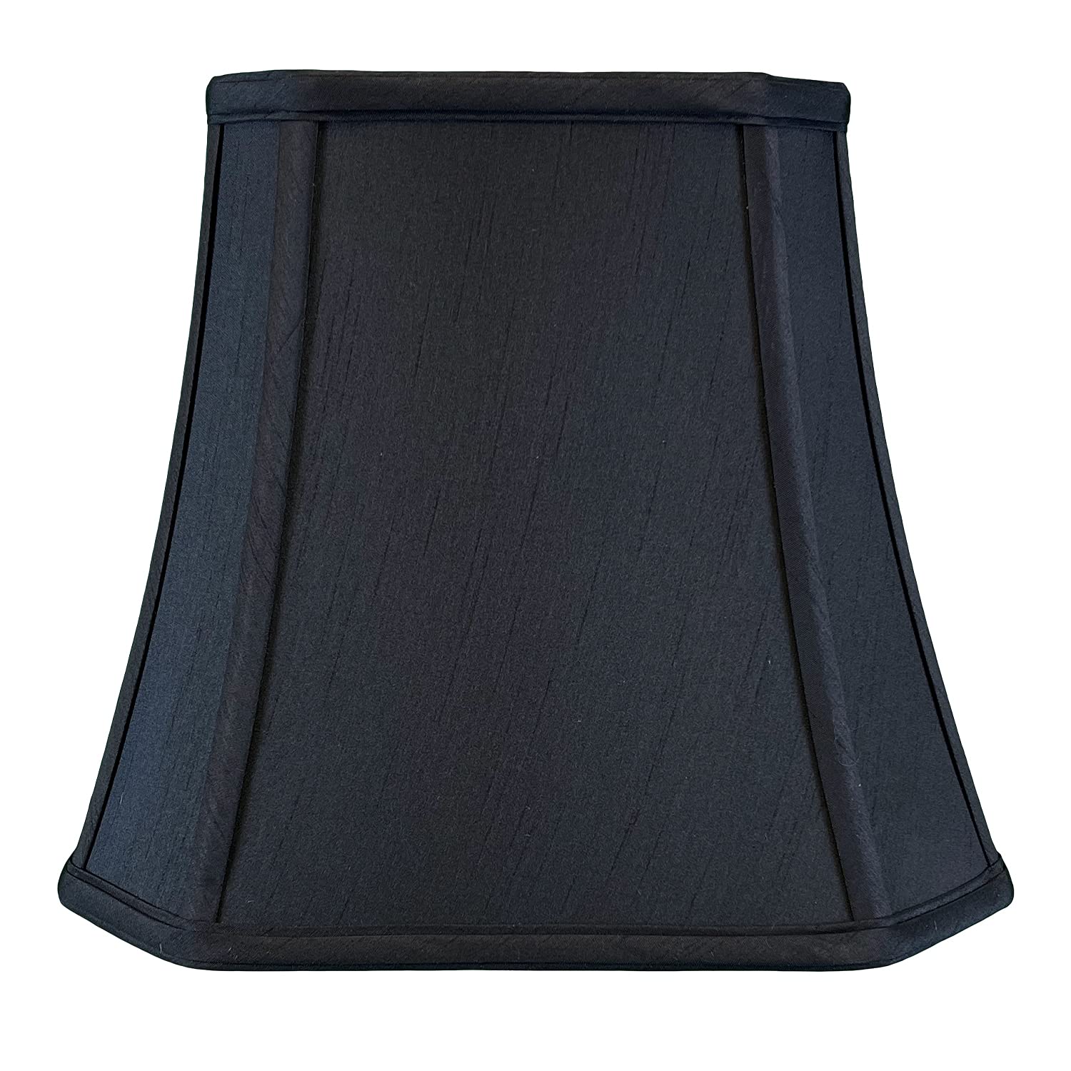 Royal Designs, Inc. Square Cut Corner Bell Lamp Shade, BSO-705-12BLK-2, 7.5 x 12 x 10.25, Black with Gold,  Set of 2