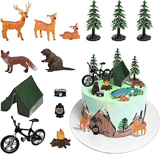 RAYNAG 13 Pieces Camping Cake Topper Camping Birthday Decorations Camping Cake Decorations Set Camping Themed Party Decorations for Forest Woodland Camping Theme Kids Happy Birthday Cake Decorations
