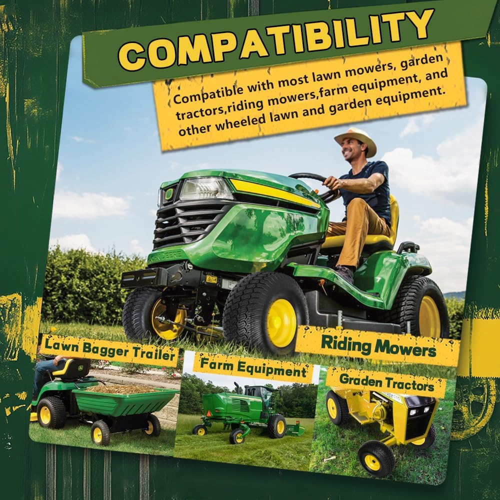 (1 Pack) 15x6.00-6nhs Lawn Mower Tires,15" x 6.00-6" Front Tire and Wheel Assemblies,3" Centered Hub and 3/4" Bearings, 4Ply Tubeless,Fit Most Riding Mowers and Lawn Tractors