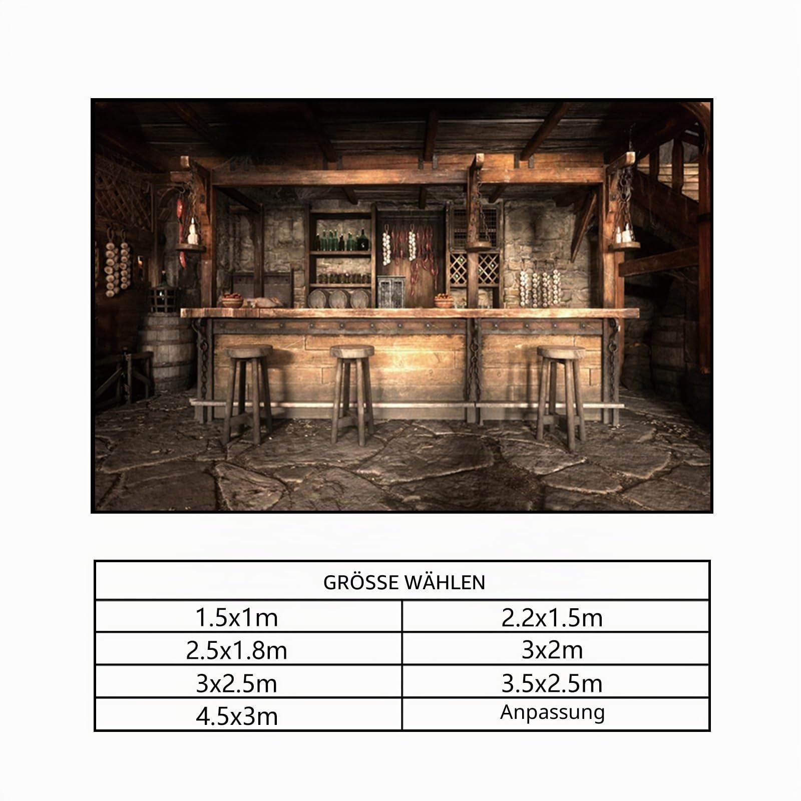 YongFoto 3,5x2,5m Tavernenbar Hintergrund Mittelalterlich Rustikales Saloon-Interieur Holzhocker Steinboden Hängende Kerzen Fotohintergrund für Kinder und Erwachsene Western-Cowboy Foto-Requisiten