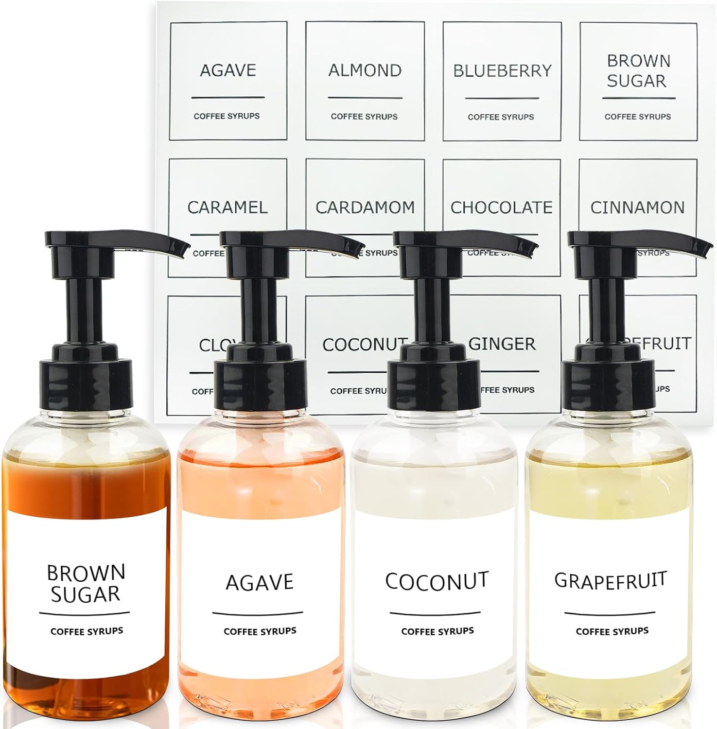 Somix Coffee Syrup Dispenser 500 ml, Pump Bottle Dispensers for Coffee