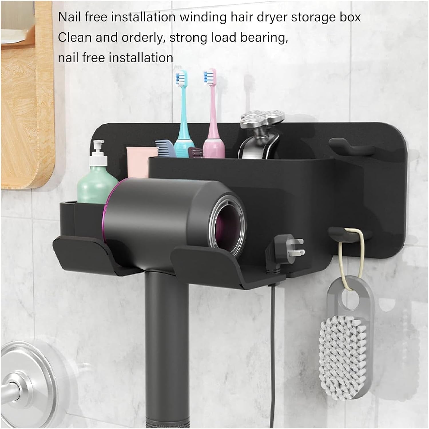 Soporte De Pared para Secador De Pelo, De Silicona, Organizador Universal para Maquillaje, Dormitorios Y Baños., Grey