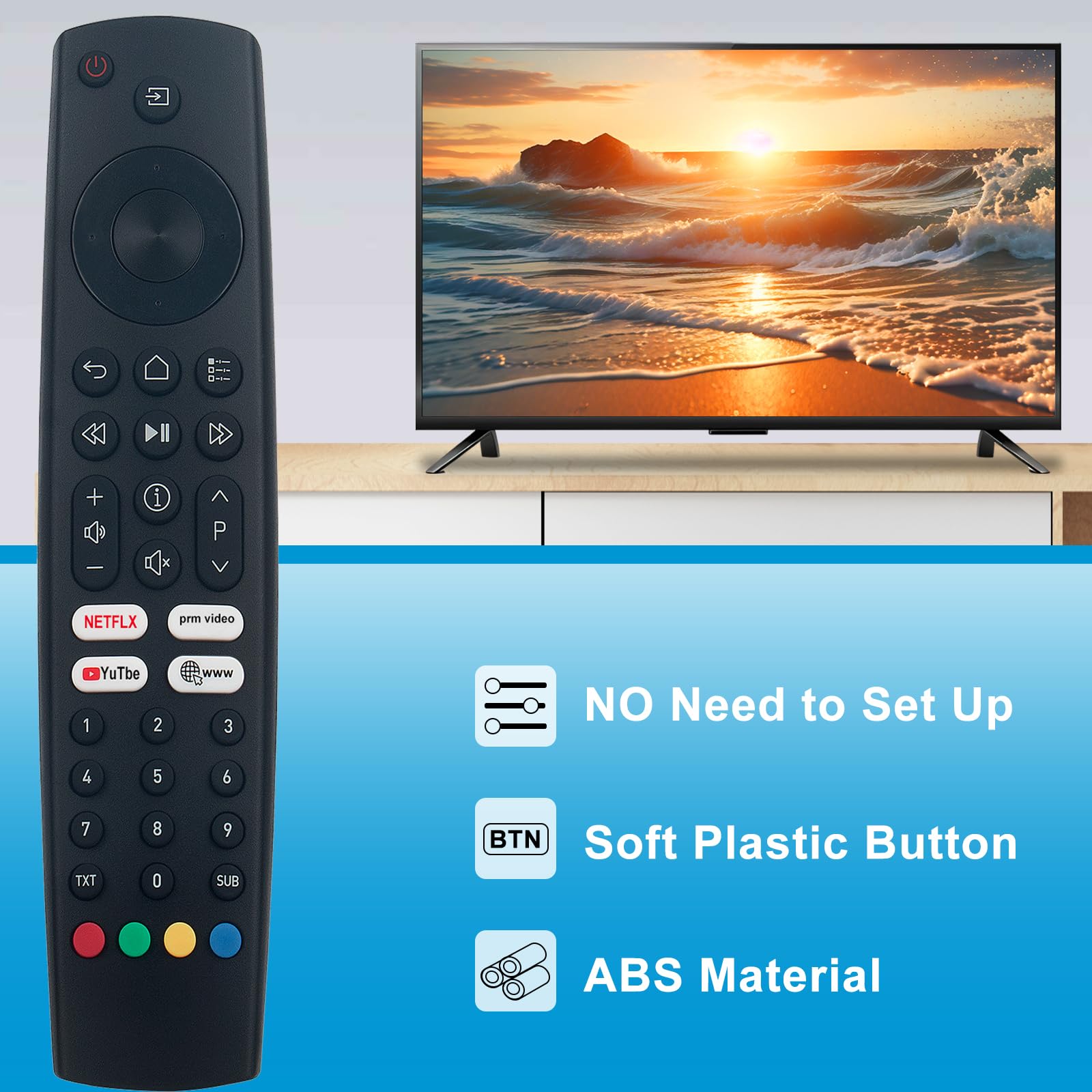 Télécommande Infrarouge De Remplacement Pour TV Grundig TS8187R3 TS8187R11 50GFU7800B - Aucune Programmation Nécessaire - VINABTY