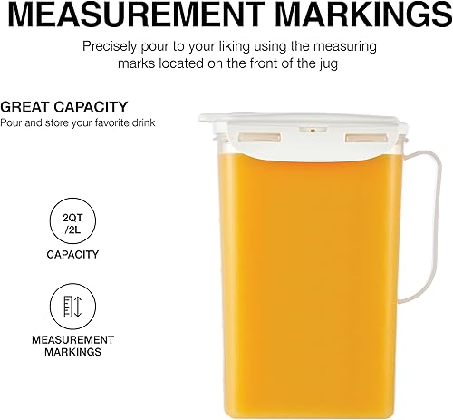 Miniatura 4 de LOCK & LOCK  Jarra de agua para puerta del refrigerador, con asa, sin BPA (bisfenol A), jarra de plástico con tapa abatible, perfecta para hacer tés