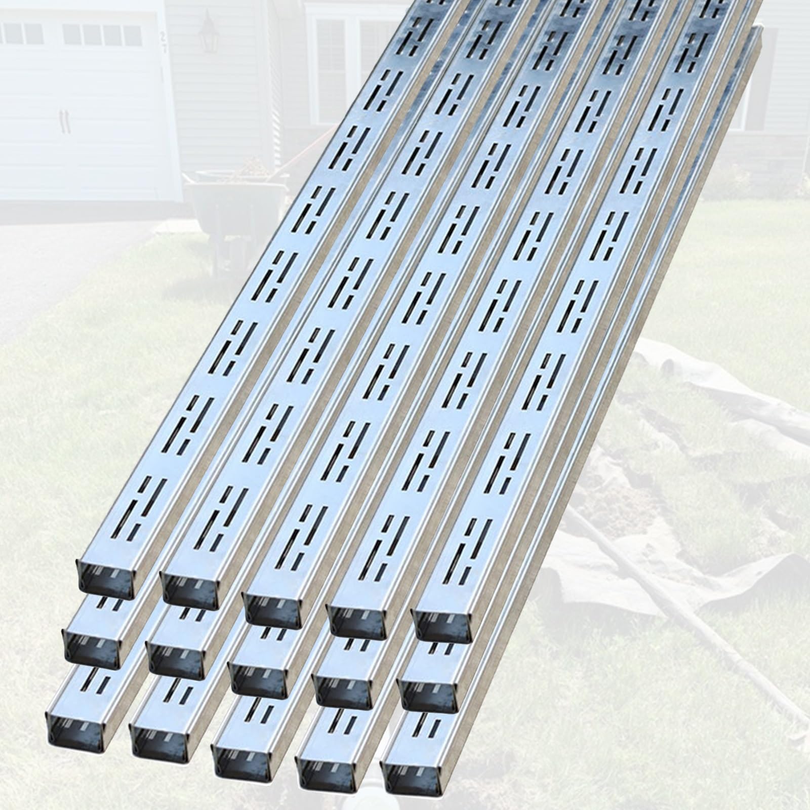 Sistema di drenaggio a basso profilo, 15 pezzi, 2 m, larghezza 35-150 mm, per acqua da giardino, cortile, grata e flusso efficiente