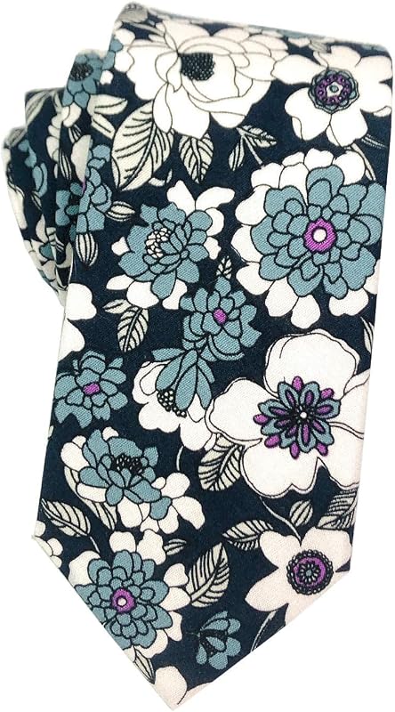 Men's Cotton Floral Neck Tie 2.56'' Printed Skinny Tie