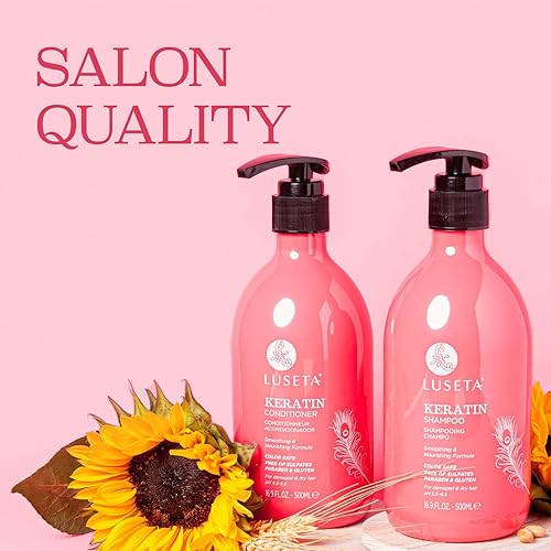 Miniatura 3 de Luseta - Champú y acondicionador de queratina para cabello dañado y seco tratamiento capilar con queratina para alisar y nutrir libre de sulfatos